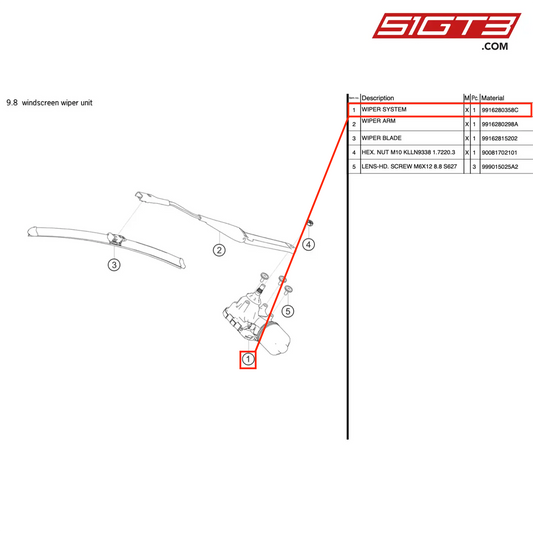 WIPER SYSTEM - 9916280358C [PORSCHE 991.1 GT3 R]