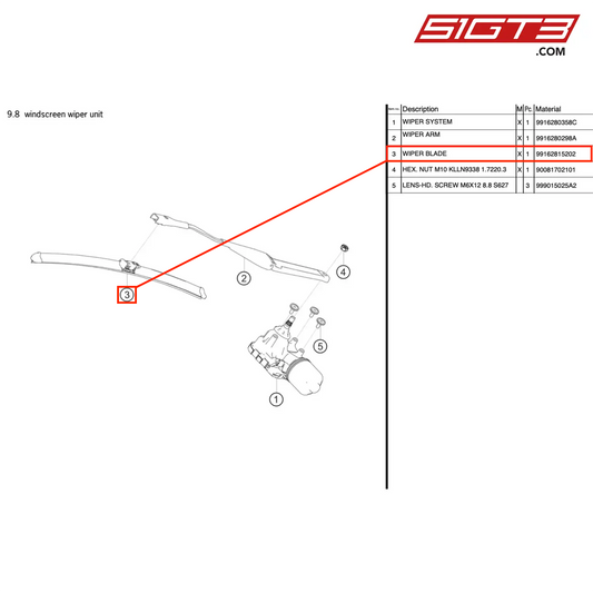 WIPER BLADE - 99162815202 [PORSCHE 991.1 GT3 R]