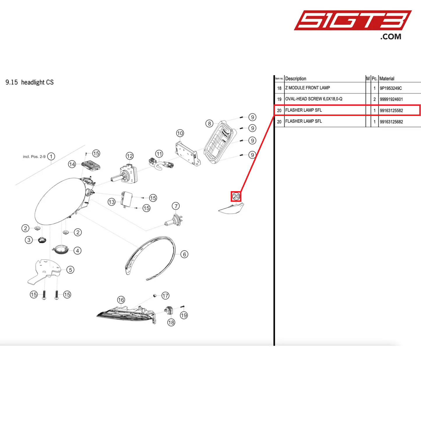 FLASHER LAMP SFL - 99163125582 [PORSCHE 911 GT2 RS Clubsport]