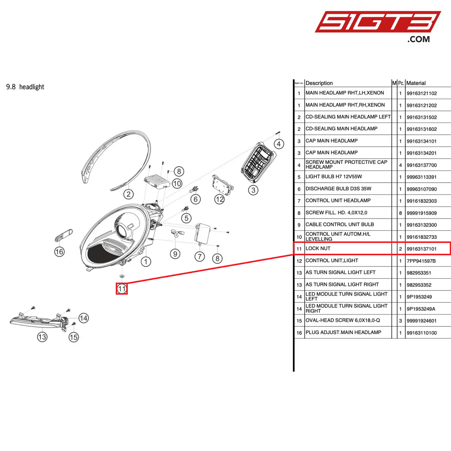 LOCK NUT - 99163137101 [PORSCHE 911 GT3 Cup Type 991 (GEN 2)]