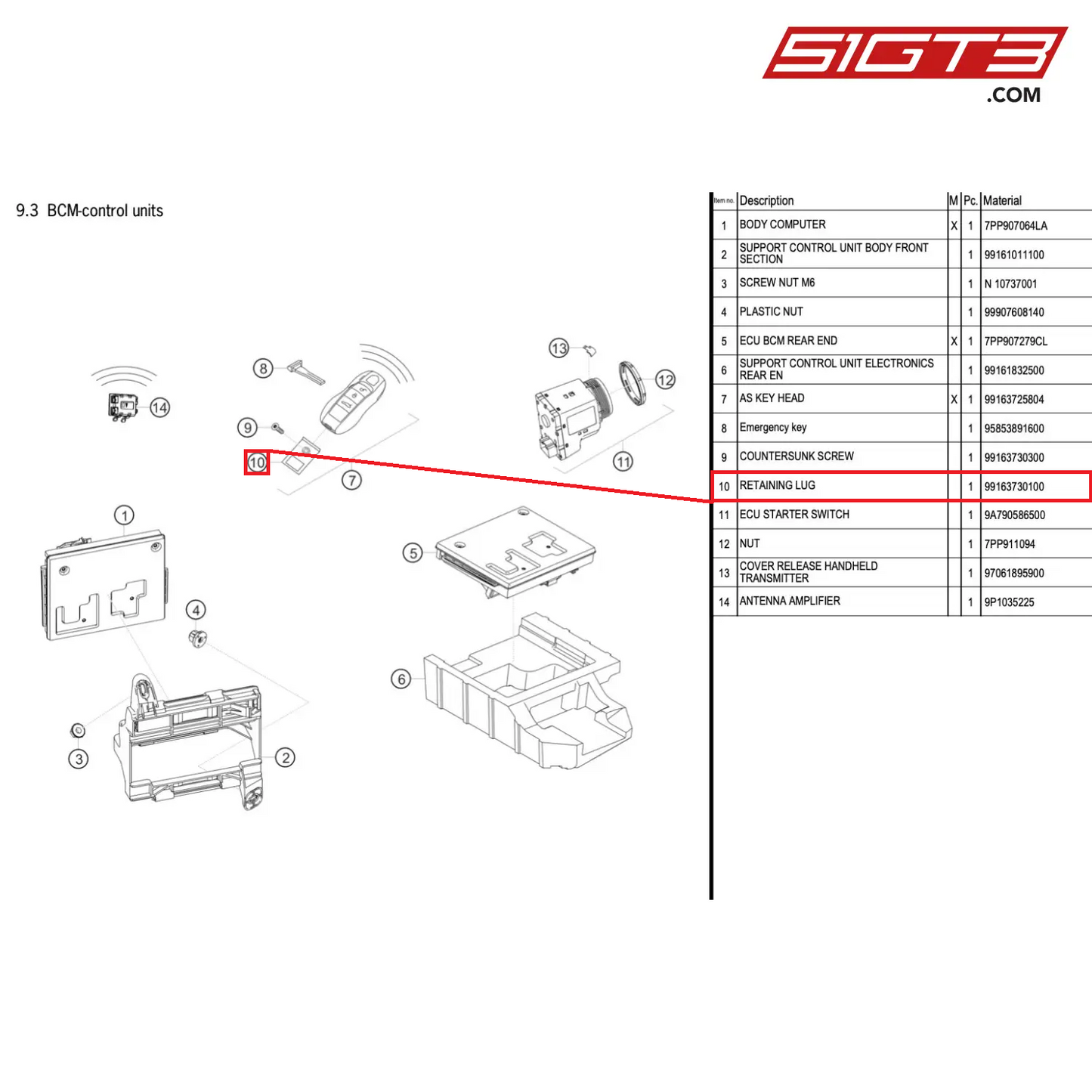 RETAINING LUG - 99163730100 [PORSCHE 718 Cayman GT4 RS Clubsport]