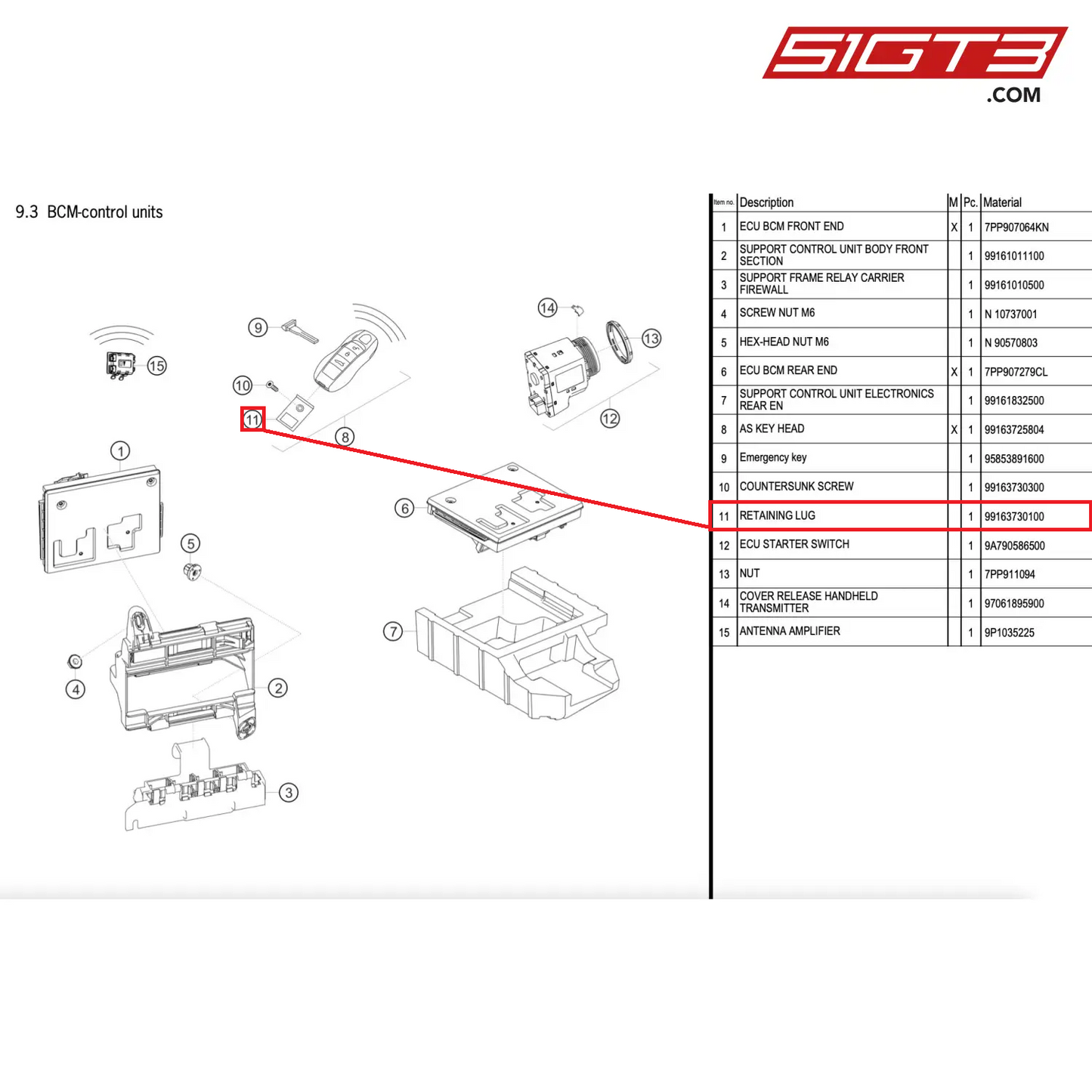 RETAINING LUG - 99163730100 [PORSCHE 911 GT2 RS Clubsport]