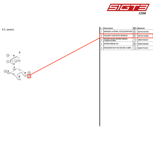 HOLDER YAW RATE SENSOR - 9916412438A [PORSCHE 991.2 GT3 Cup]