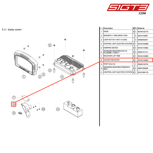 HOLDER RECEIVER - 9916413338A [PORSCHE 991.1 GT3 R]