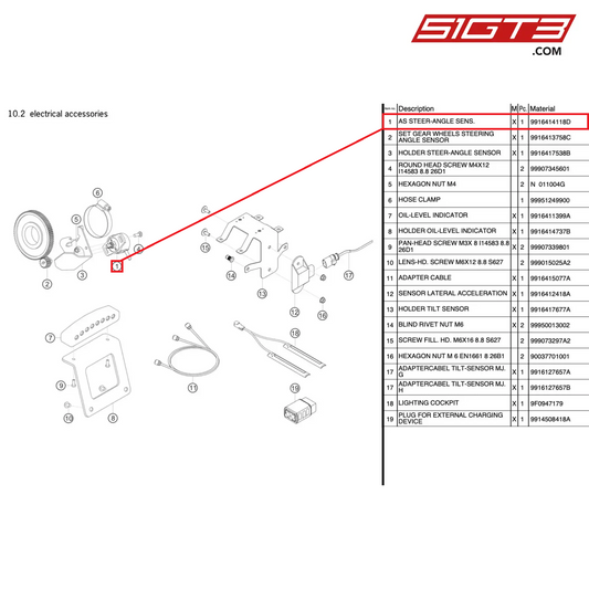 AS STEER-ANGLE SENS. - 9916414118D [PORSCHE 991.1 GT3 R]