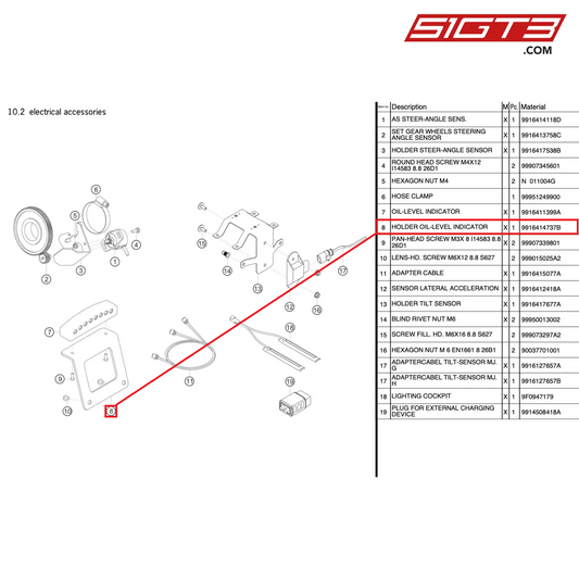 HOLDER OIL-LEVEL INDICATOR - 9916414737B [PORSCHE 991.1 GT3 R]