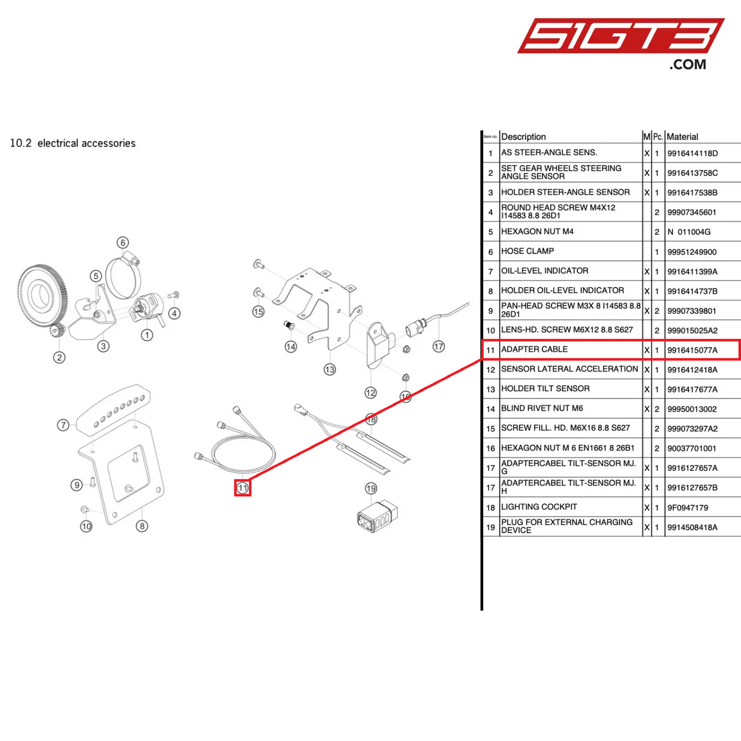 ADAPTER CABLE - 9916415077A [PORSCHE 991.1 GT3 R]