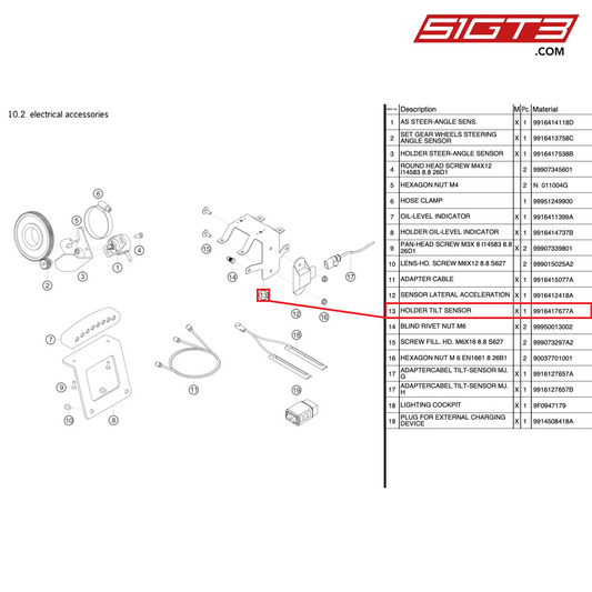 HOLDER TILT SENSOR - 9916417677A [PORSCHE 991.1 GT3 R]