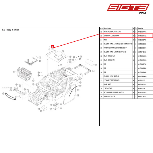 ETICHETTA ADESIVA TETTO - 9917015418A [PORSCHE 991.2 GT3 R]