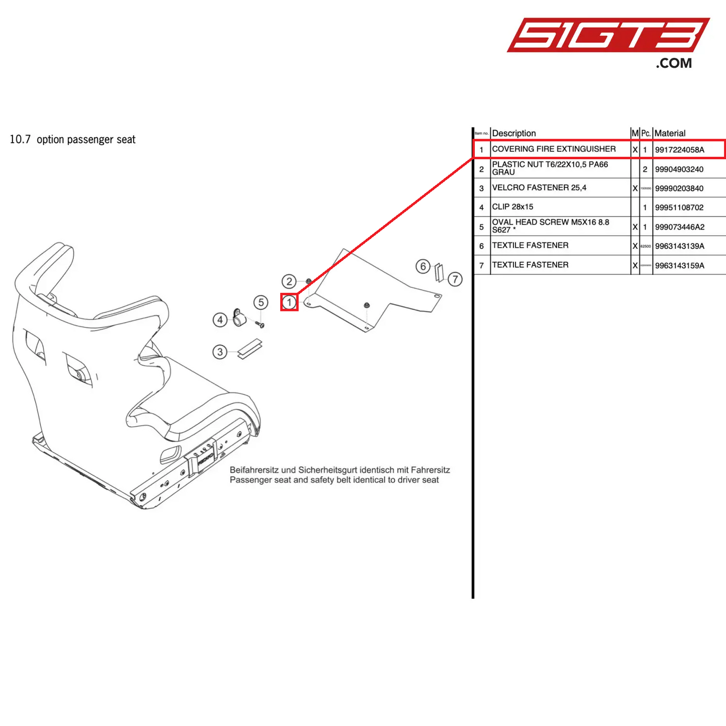 COVERING FIRE EXTINGUISHER - 9917224058A [PORSCHE 911 GT3 Cup Type 991 (GEN 2)]