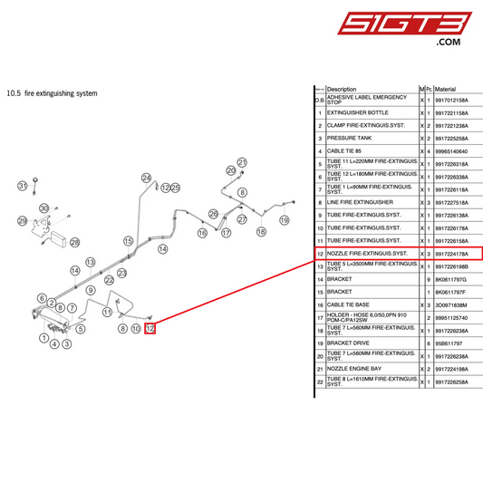 NOZZLE FIRE-EXTINGUIS.SYST. - 9917224178A [PORSCHE 991.2 GT3 Cup]
