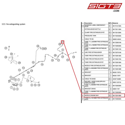 NOZZLE ENGINE BAY - 9917224198A [PORSCHE 991.2 GT3 Cup]
