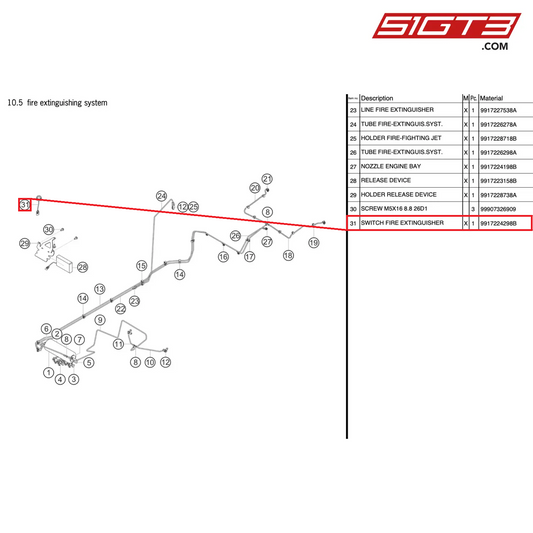 SWITCH FIRE EXTINGUISHER - 9917224298B [PORSCHE 991.2 GT3 Cup]