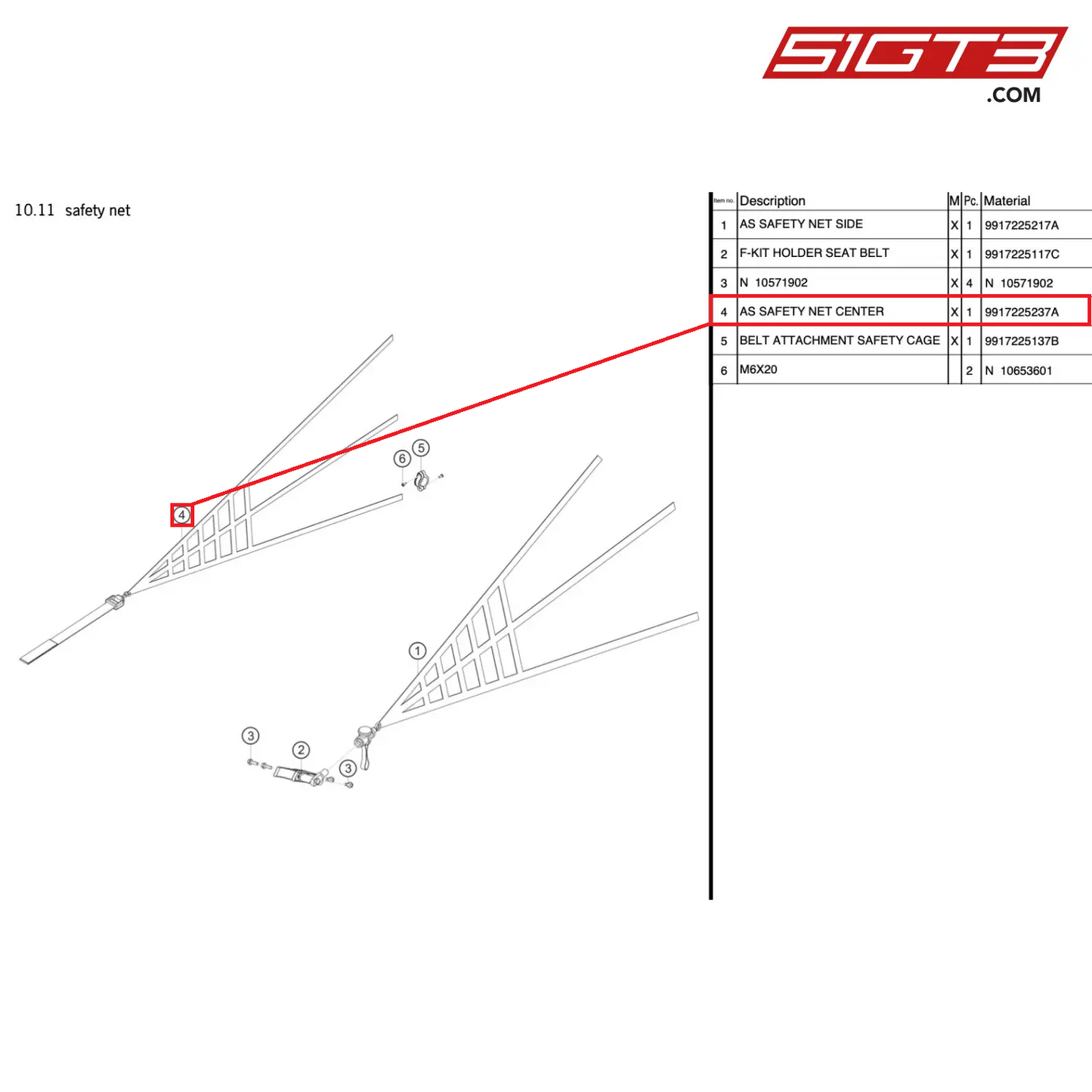 AS SAFETY NET CENTER - 9917225237A [PORSCHE 991.1 GT3 R]