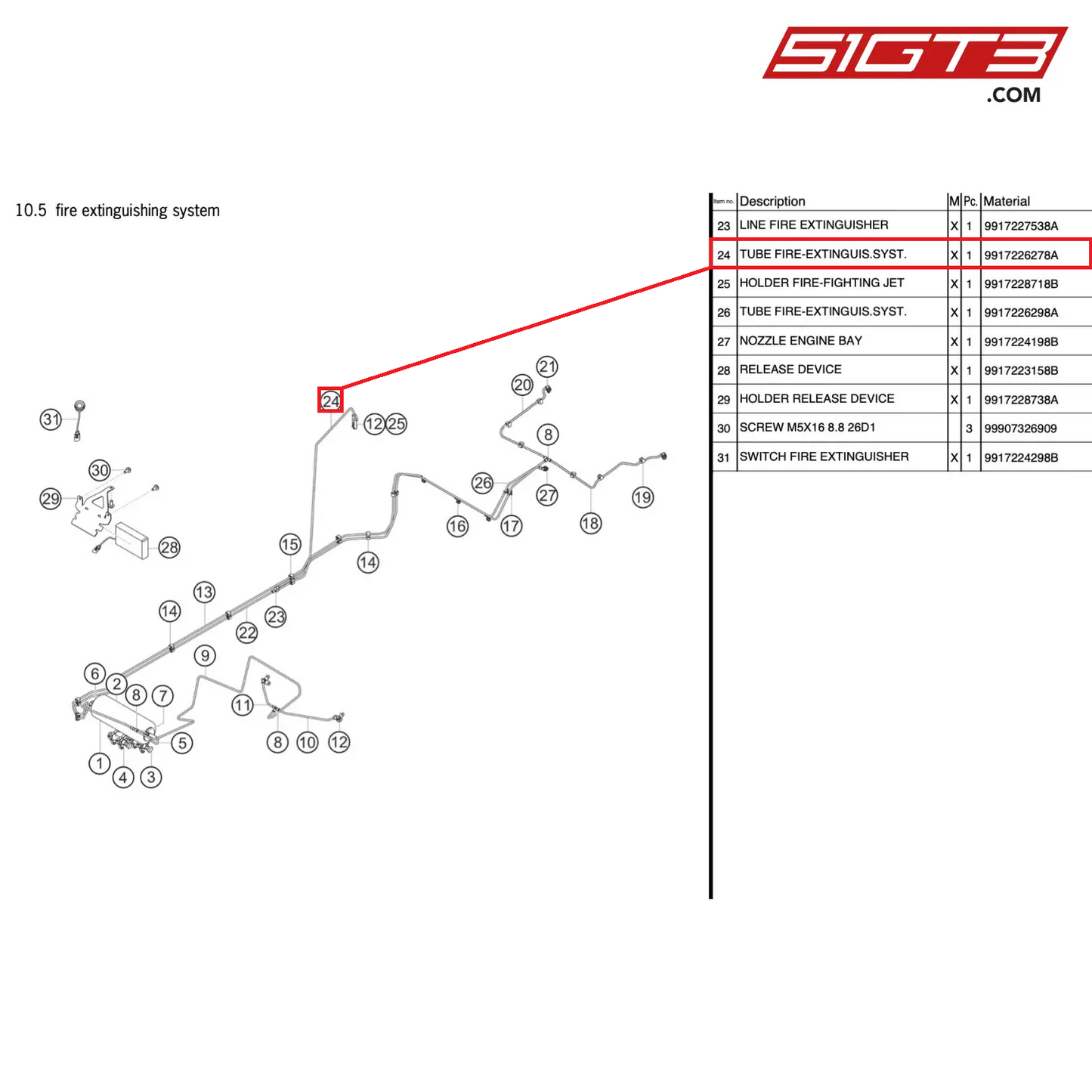 TUBE FIRE-EXTINGUIS.SYST. - 9917226278A [PORSCHE 911 GT3 Cup Type 991 (GEN 2)]