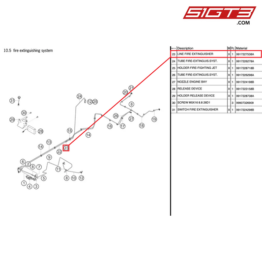 LINE FIRE EXTINGUISHER - 9917227538A [PORSCHE 991.2 GT3 Cup]