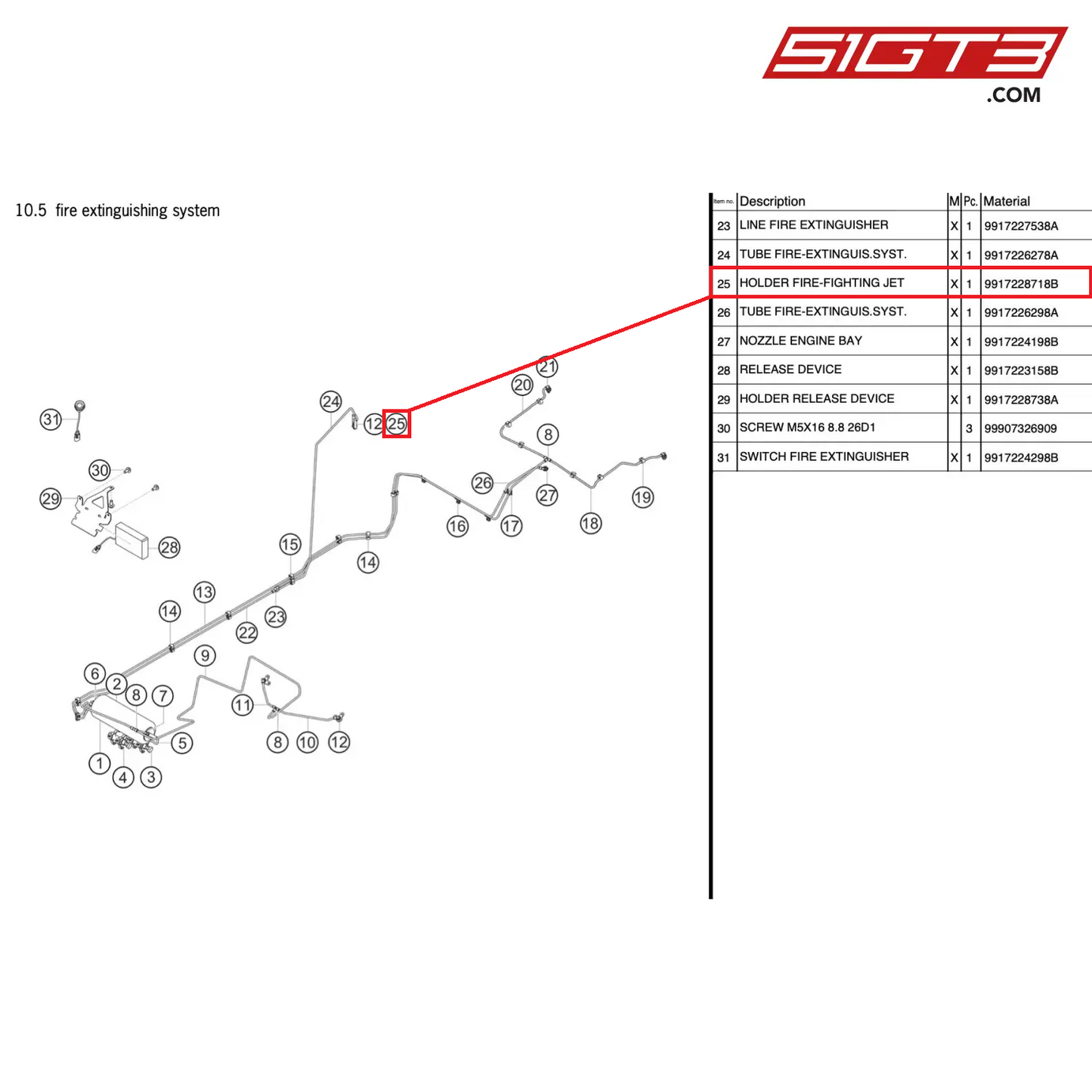 HOLDER FIRE-FIGHTING JET - 9917228718B [PORSCHE 911 GT3 Cup Type 991 (GEN 2)]