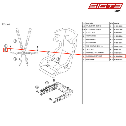 SPACING WASHER BELT - 9918036898A [PORSCHE 991.2 GT3 Cup]