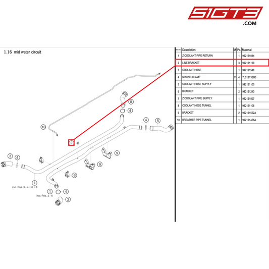 LINE BRACKET - 992121129 [PORSCHE 992.1 GT3 Cup]