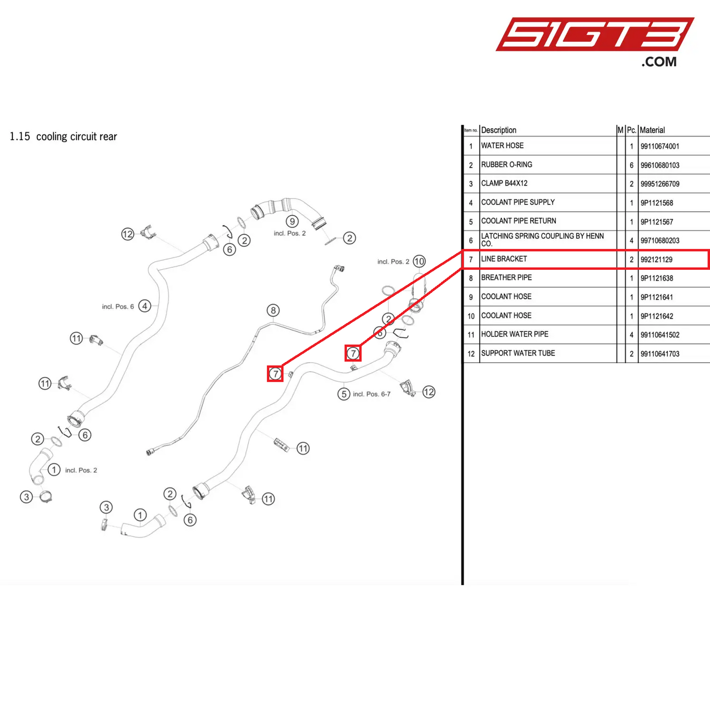 LINE BRACKET - 992121129 [PORSCHE 911 GT2 RS Clubsport]