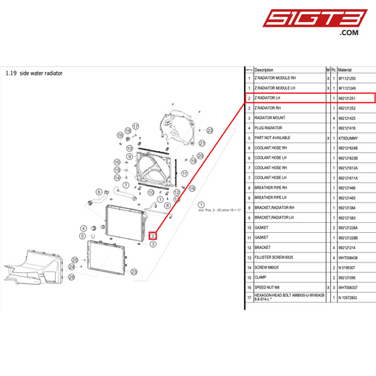 Z RADIATOR LH - 992121251 [PORSCHE 992.1 GT3 Cup]