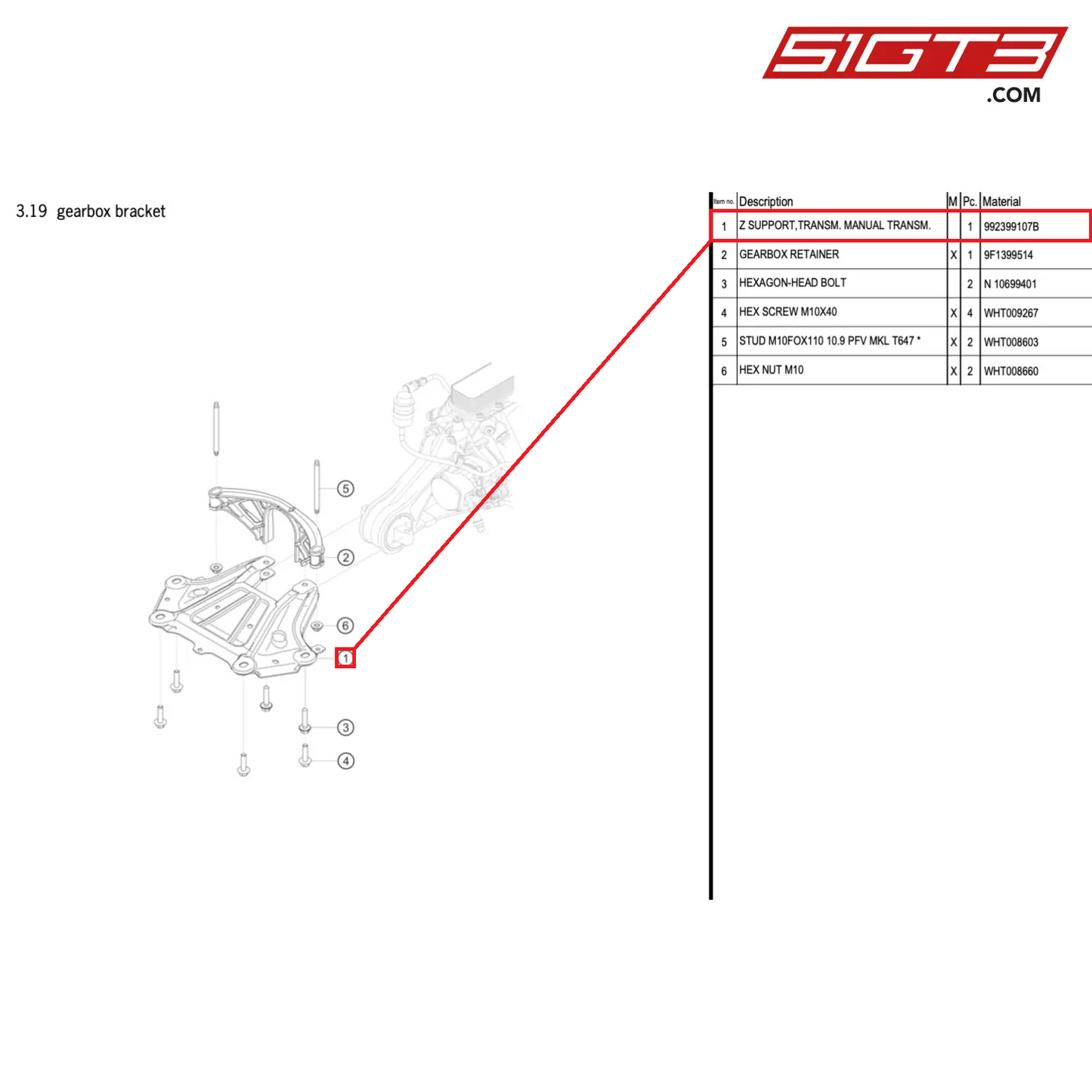 Z SUPPORT,TRANSM. MANUAL TRANSM. - 992399107B [PORSCHE 911 GT3 Cup Type 992]