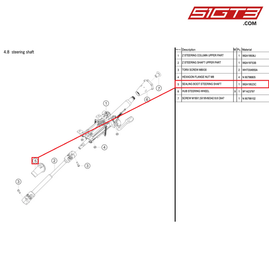 シーリングブーツ ステアリングシャフト - 992419523C [ポルシェ 992.1 GT3 カップ]
