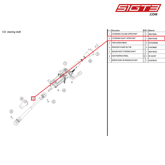 Z STEERING SHAFT UPPER PART - 992419753B [PORSCHE 992.1 GT3 Cup]