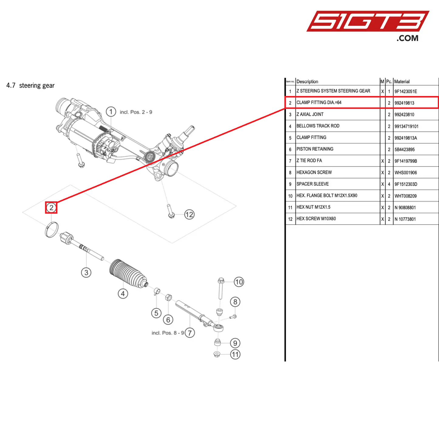 CLAMP FITTING DIA.=64 - 992419813 [PORSCHE 911 GT3 Cup Type 992]