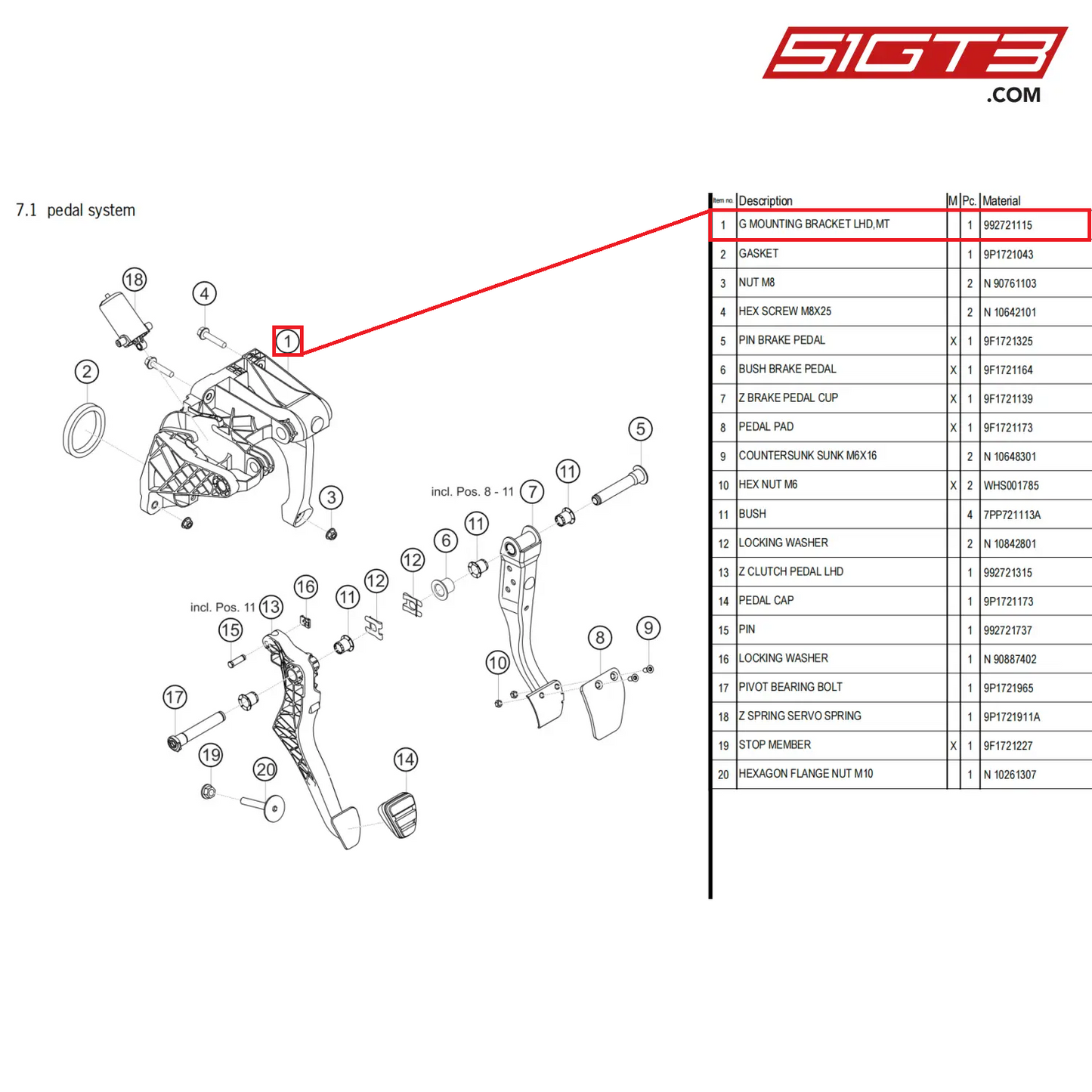 G MOUNTING BRACKET LHD,MT - 992721115 [PORSCHE 911 GT3 Cup Type 992]