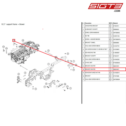 BRACKET,HEATER - 992819473 [PORSCHE 992.1 GT3 Cup]