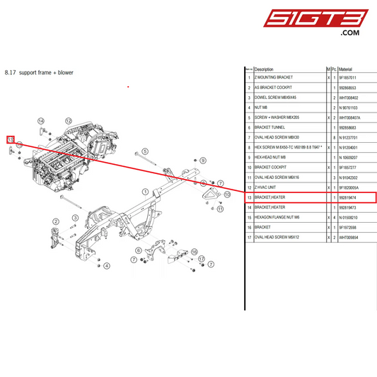 BRACKET,HEATER - 992819474 [PORSCHE 992.1 GT3 Cup]