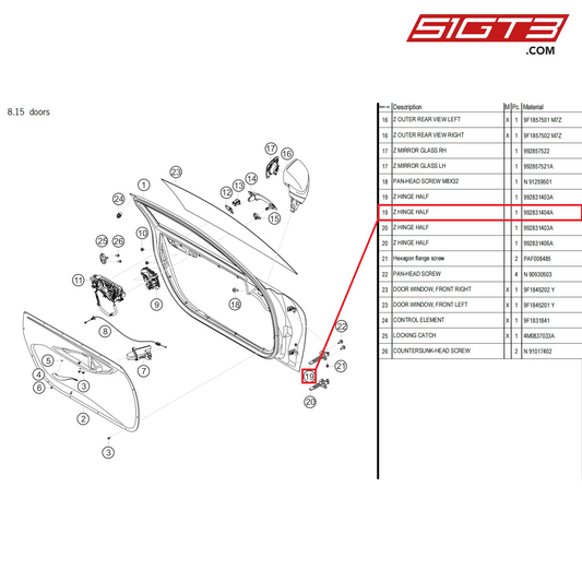 Z HINGE HALF - 992831404A [PORSCHE 992.1 GT3 Cup]