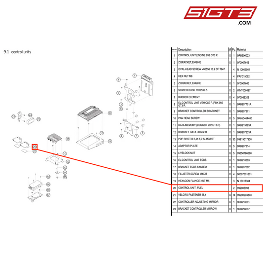 CONTROL UNIT, FUEL - 992906093 [PORSCHE 992.1 GT3 R]