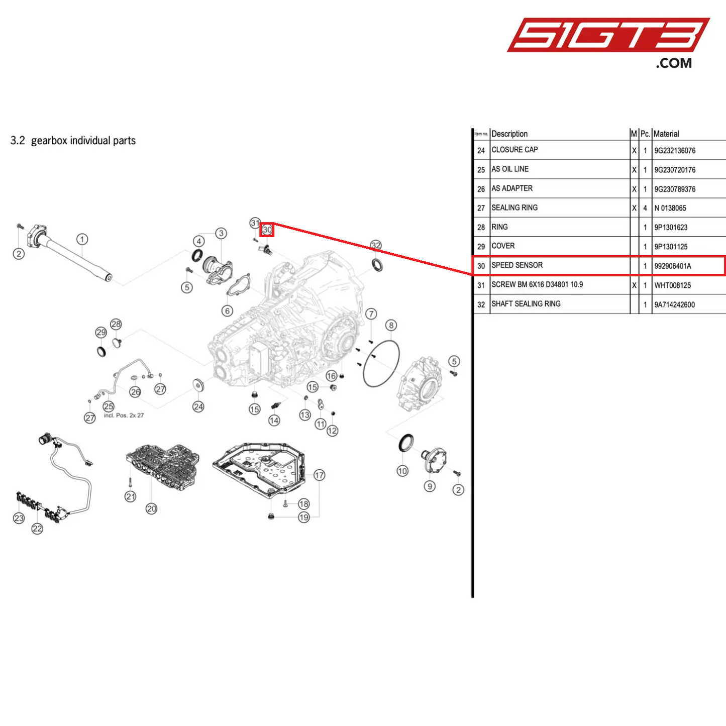 SPEED SENSOR - 992906401A [PORSCHE 718 Cayman GT4 RS Clubsport]