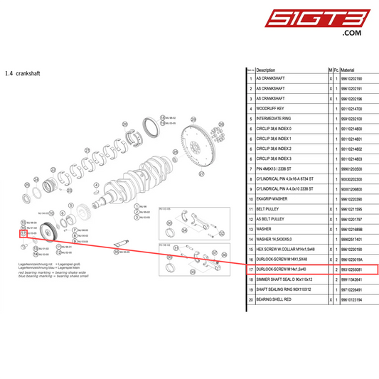 DURLOCK-SCREW M14x1,5x40 - 99310255081 [PORSCHE 996 GT3 Cup]