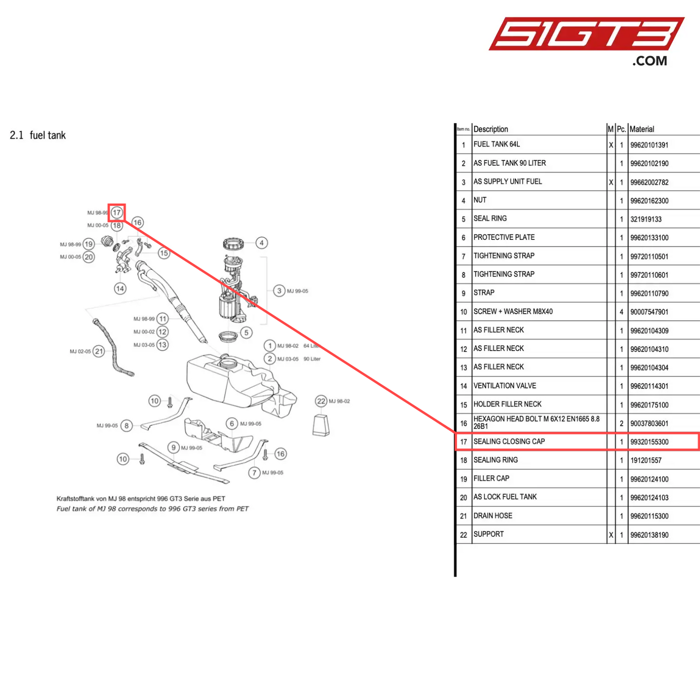 SEALING CLOSING CAP - 99320155300 [PORSCHE 996 GT3 Cup]