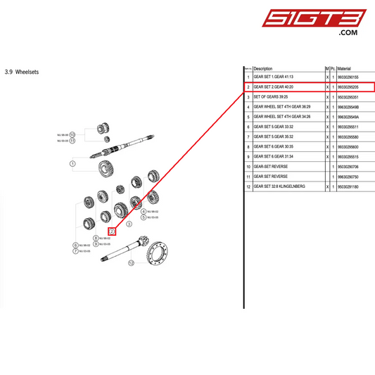 GEAR SET 2.GEAR 40:20 - 99330295205 [PORSCHE 996 GT3 Cup]