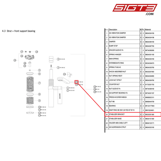 STABILIZER BRACKET - 99333351380 [PORSCHE 996 GT3 Cup]