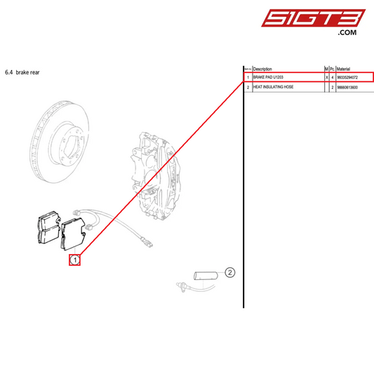 BRAKE PAD U1203 - 99335294072 [PORSCHE 964 Cup]