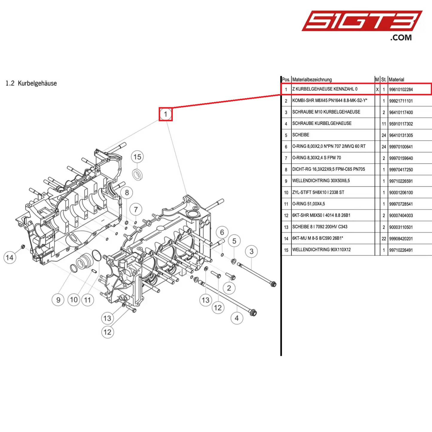 AS CRANKCASE INDEX 0 - 99610102284 [PORSCHE 997.1 GT3 R]