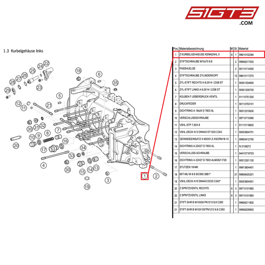 AS CRANKCASE INDEX 0 - 99610102284 [PORSCHE 997.1 GT3 R]