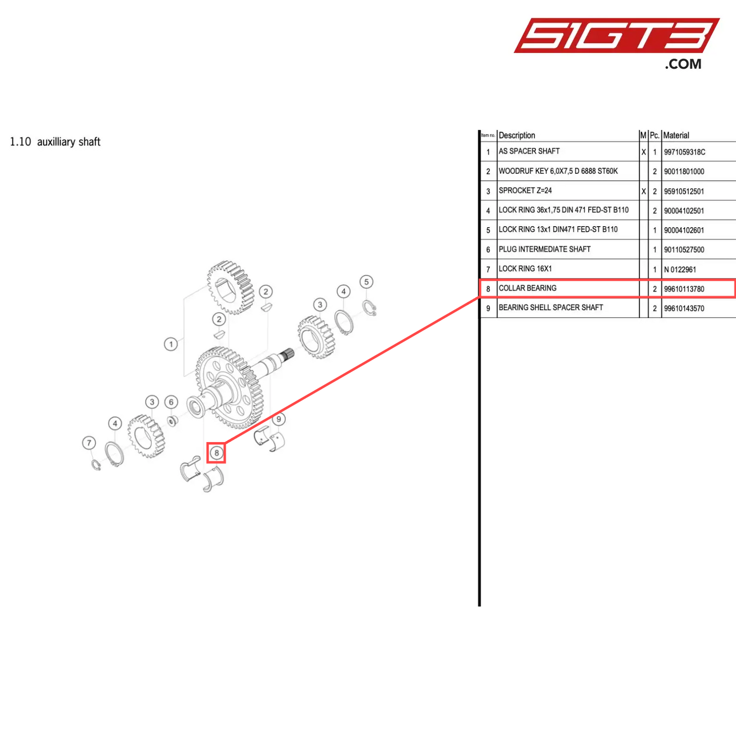 COLLAR BEARING - 99610113780 [PORSCHE 996 GT3 Cup]