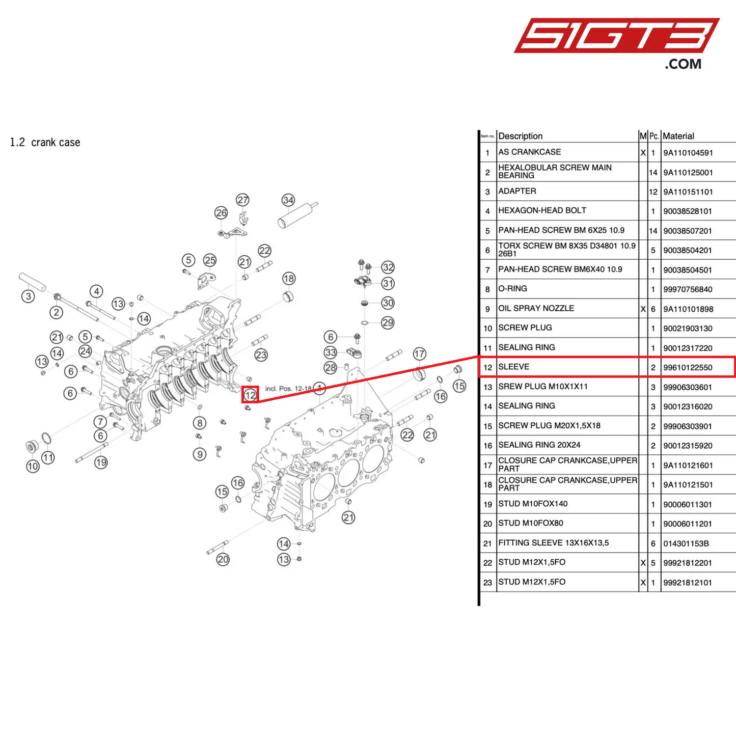 SLEEVE - 99610122550 [PORSCHE 991.2 GT3 Cup]