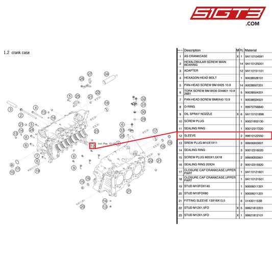 SLEEVE - 99610122550 [PORSCHE 991.2 GT3 Cup]