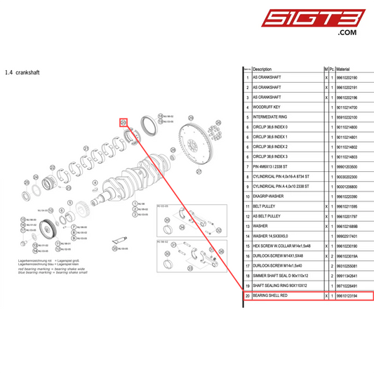 BEARING SHELL RED - 99610123194 [PORSCHE 996 GT3 Cup]