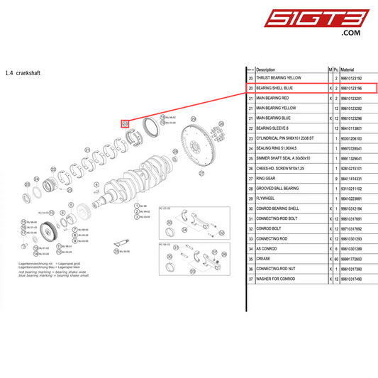 BEARING SHELL BLUE - 99610123196 [PORSCHE 996 GT3 Cup]