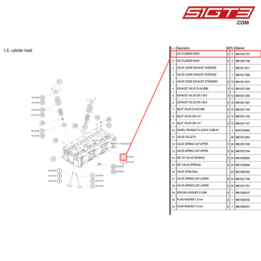 AS CYLINDER HEAD - 99610401197 [PORSCHE 996 GT3 Cup]