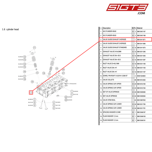 VALVE GUIDE EXHAUST OVERSIZE - 99610411671 [PORSCHE 996 GT3 Cup]