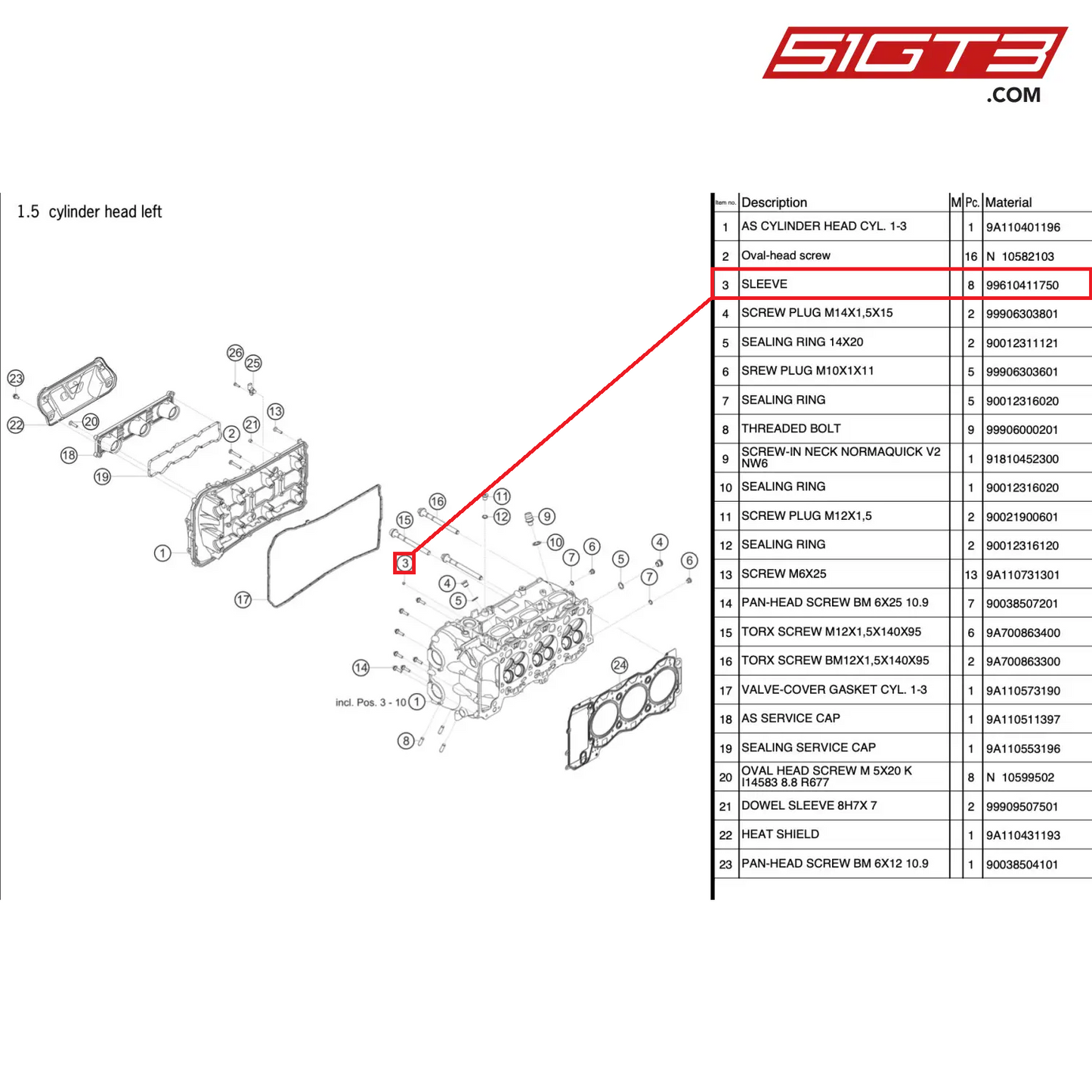 SLEEVE - 99610411750 [PORSCHE 991.2 GT3 Cup]